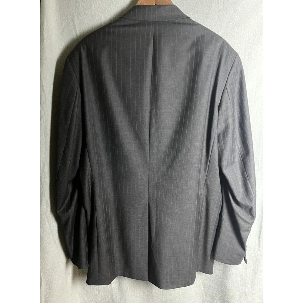 Lauren Ralph Lauren Men's Blazer 46L Charcoal Gray Chalk Stripe Sport Coat‎